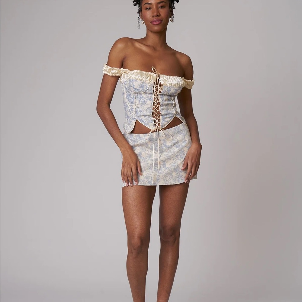 Fait Par Foutch Blue Toile Set (Angelina Corset + Jacqueline Skirt) size xxs - Picture 13 of 16